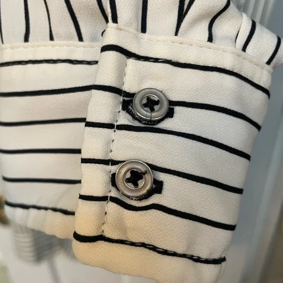 Rachel Zoe Black and Cream Pinstripe Blouse - Picture 4 of 4